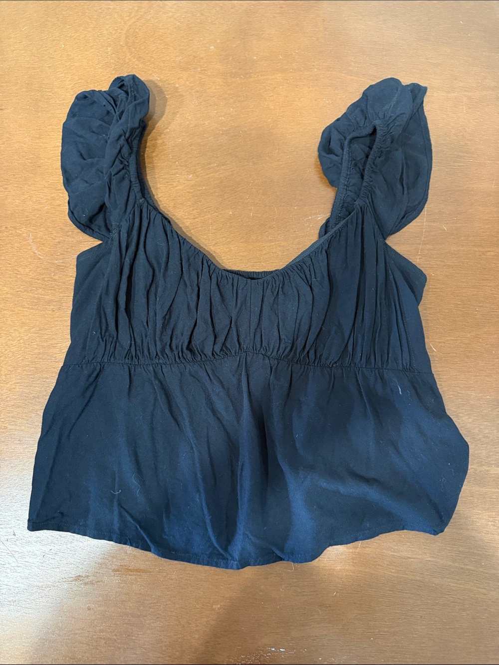 Abercrombie & Fitch Black Ruched Scoop Crop Tank